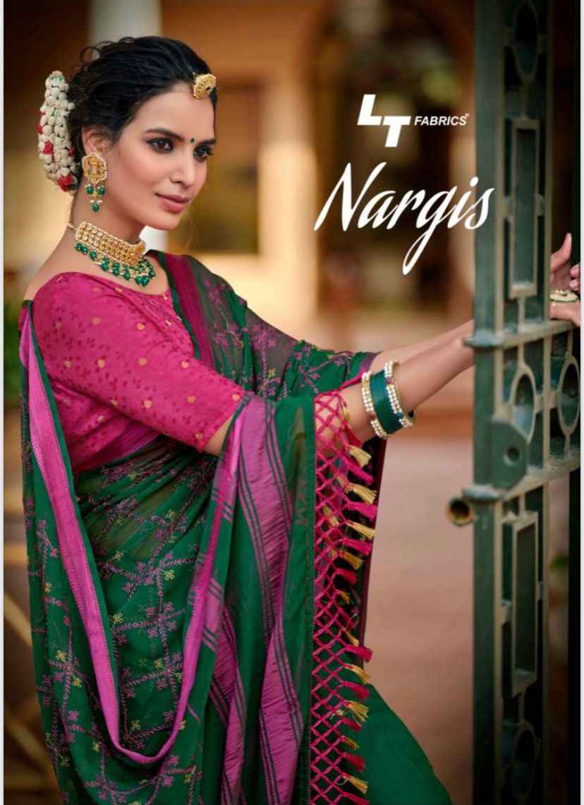 LT Fabrics Nargis Georgette Saree 10 pcs Catalogue