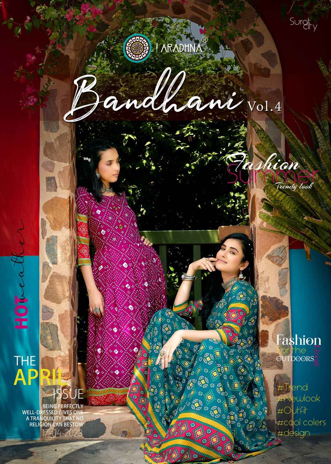 Aradhna Fashion Bandhani Vol 4 Rayon Gown 12 pcs Catalogue