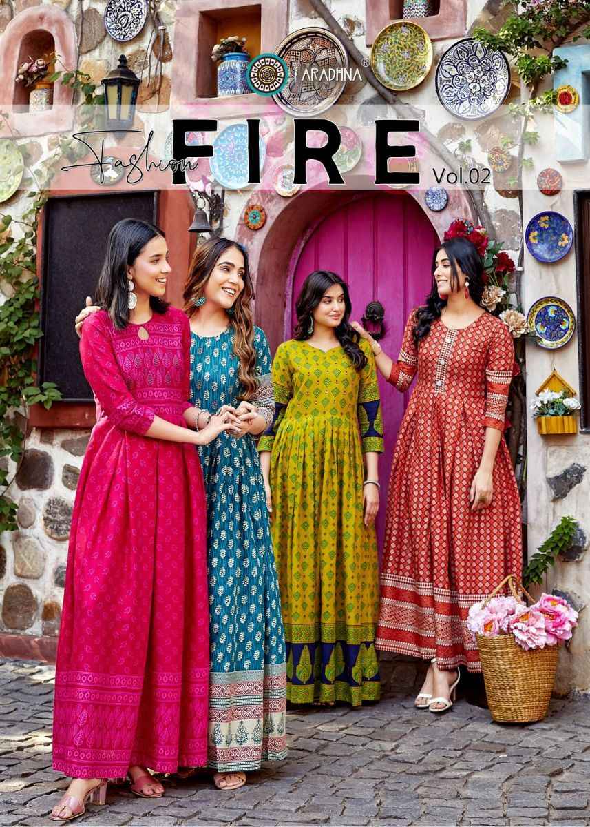 Aradhna Fashion Fire Vol 2 Rayon Long Gown 12 pcs Catalogue
