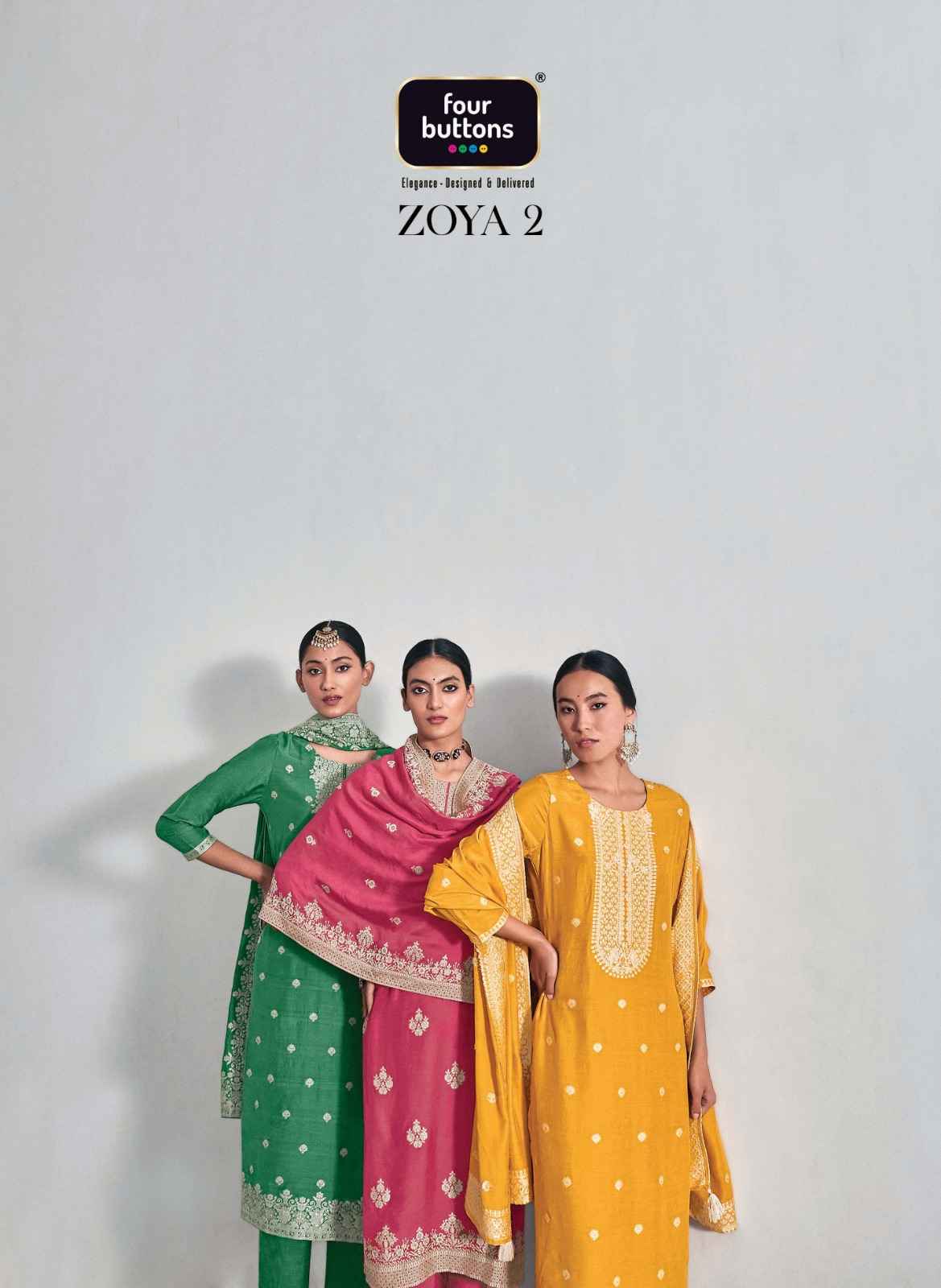Four Buttons Zoya Vol 2 Readymade Partywear Muslin Dress 6 pcs Catalogue