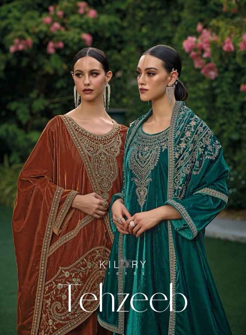 Dress Material | Velvet Dress Material With Shawl Peacock Colour | Freeup