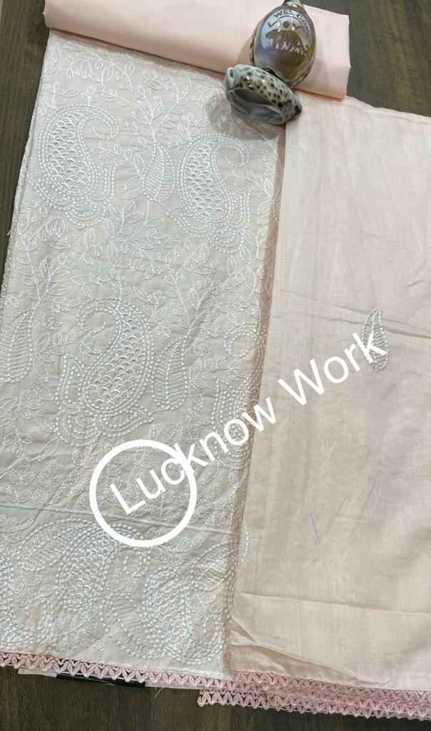 NKT 103 Lucknowi Cotton Dress Material 4 pcs Cataloguea