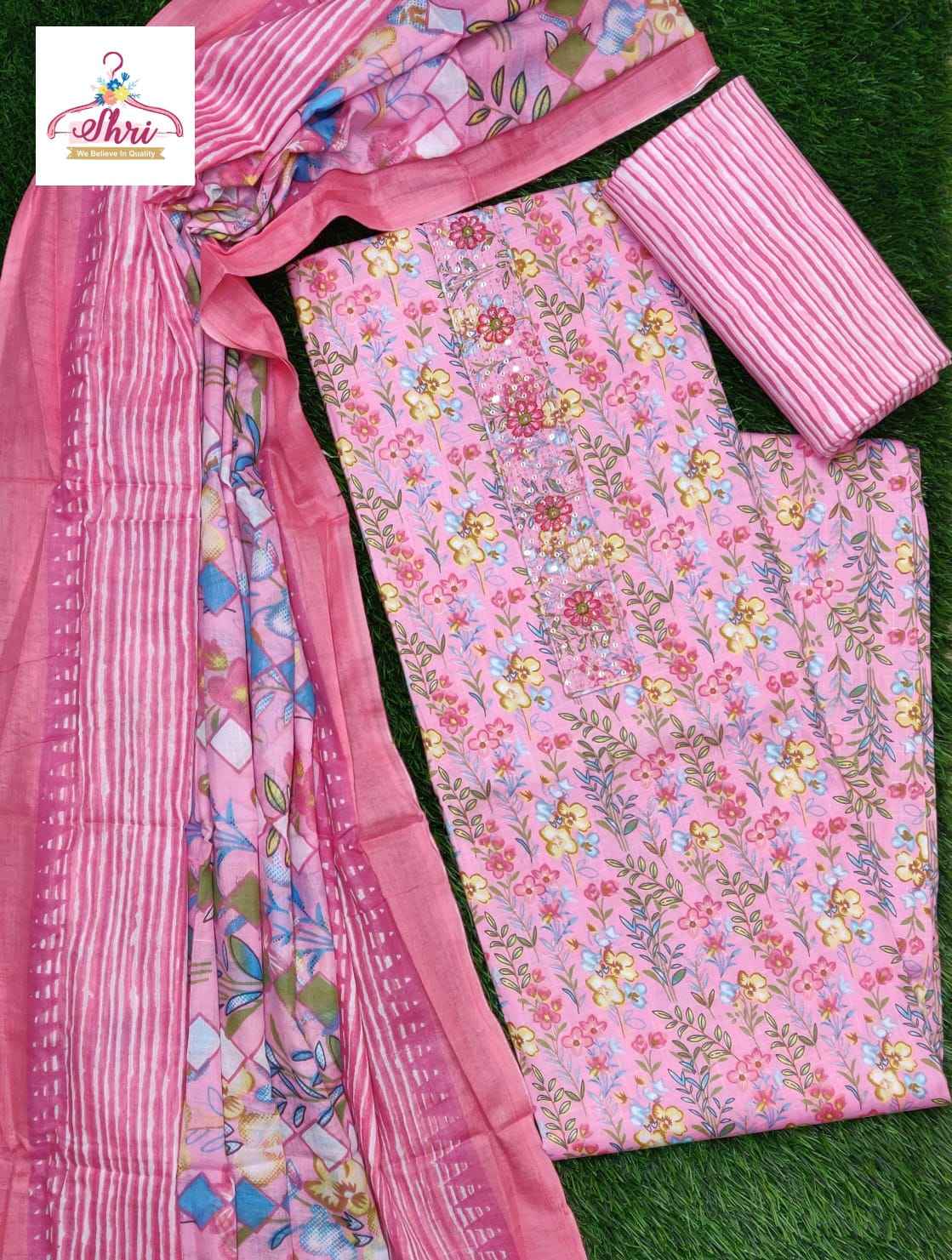Shree Flower Cotton Dress Material 4 pcs Catalogue