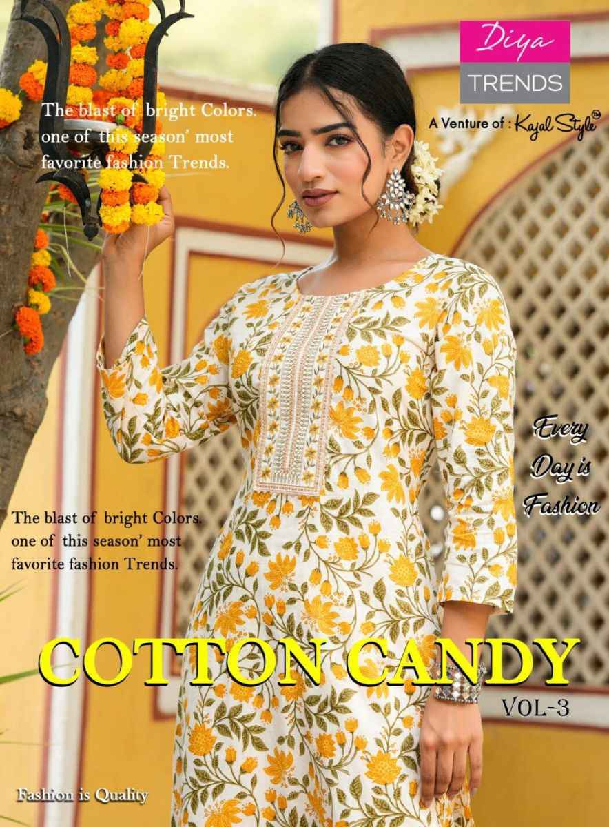 Diya Trends Cotton Candy Vol 3 Cotton Kurti With Pant 8 pcs Catalogue