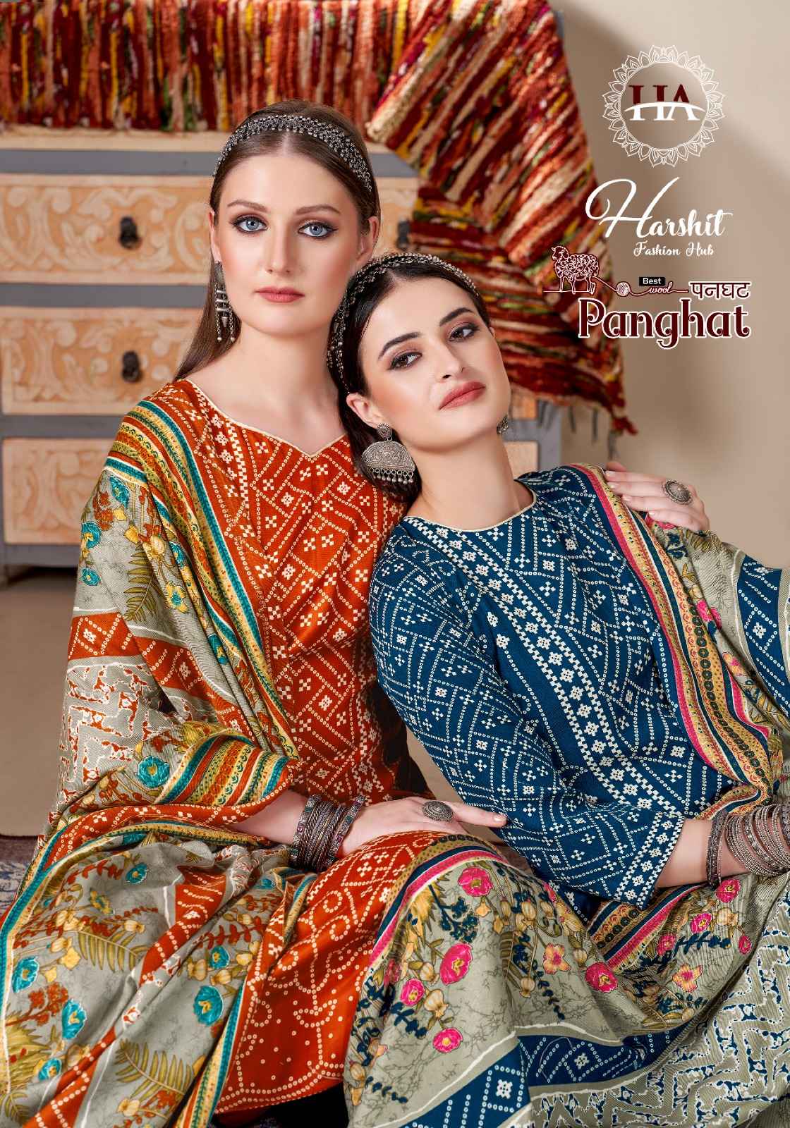 Harshit Fashion Hub Panghat Pashmina Dress Material 8 pcs Catalogue