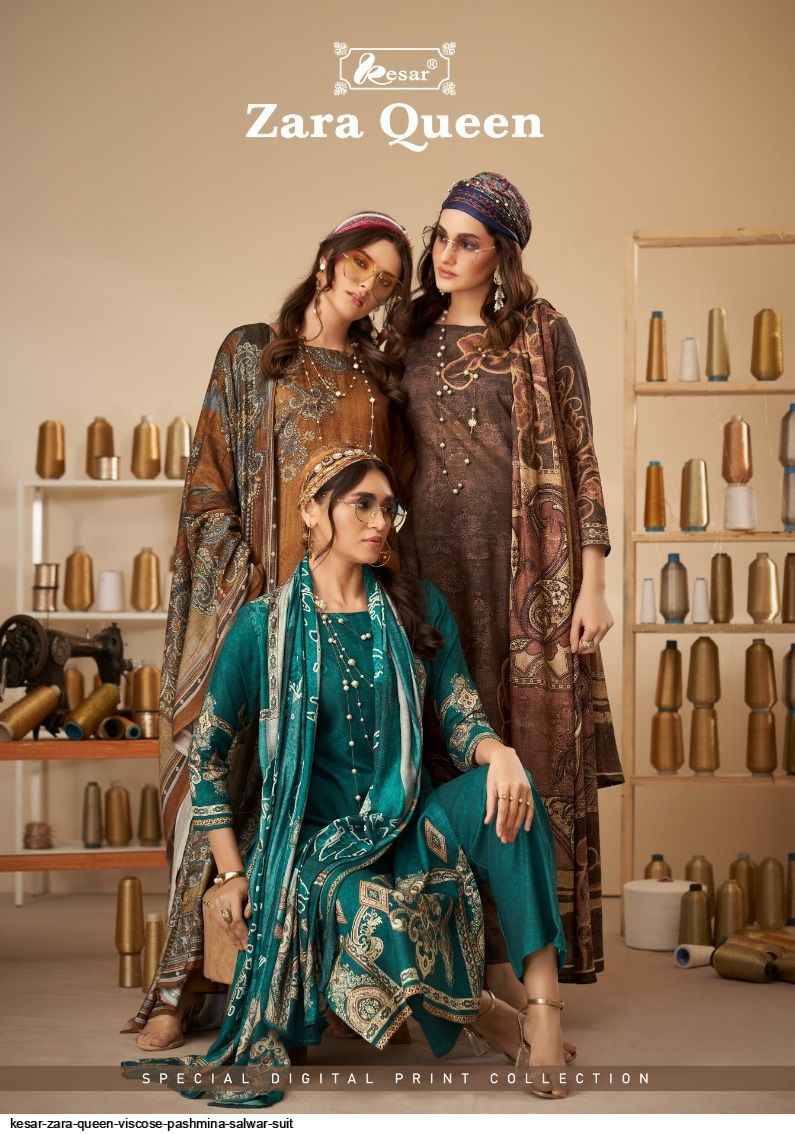Kesar Zara Queen Viscose Pashmina Dress Material 6 pcs Catalogue