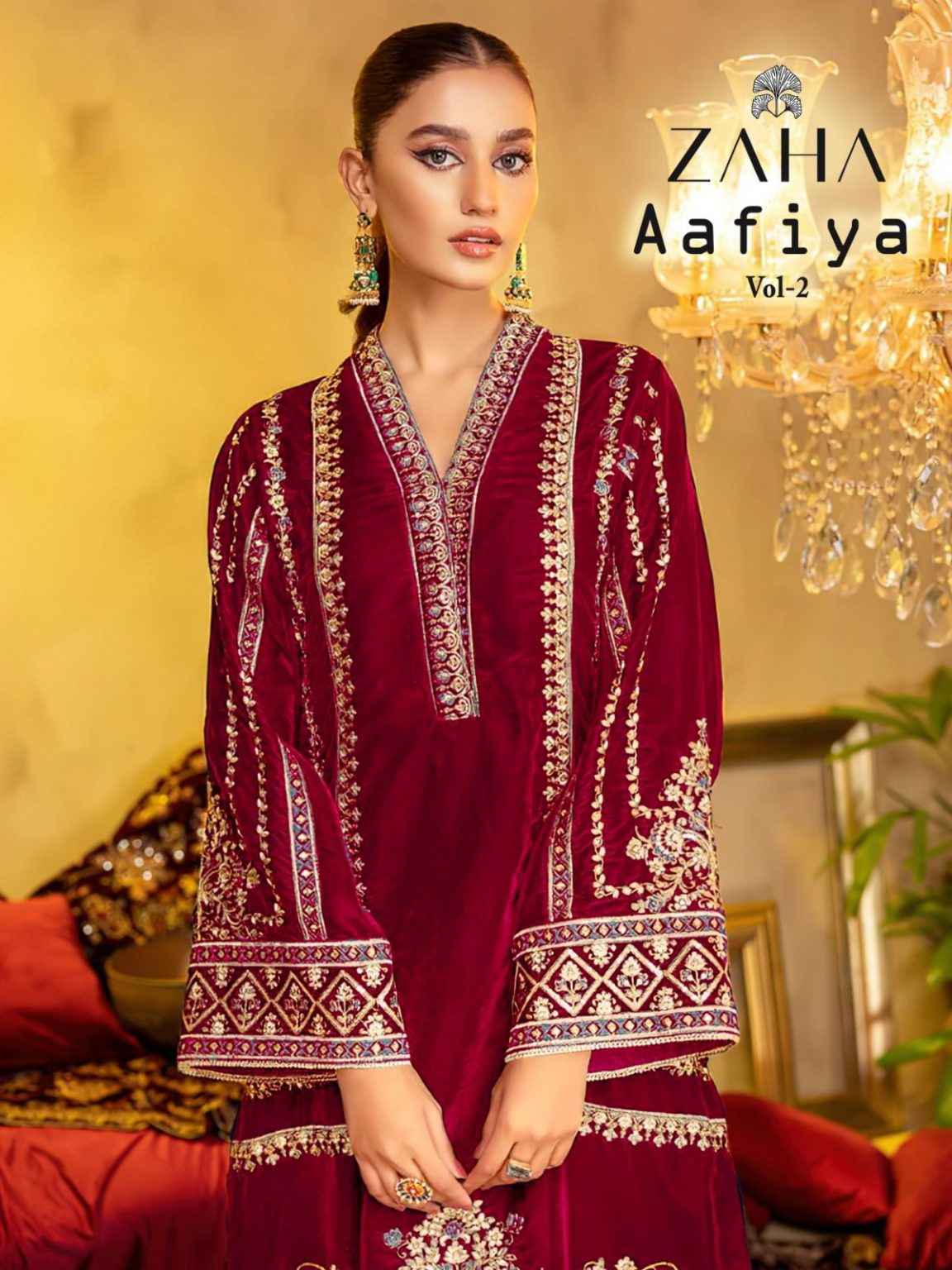 Zaha Aafiya Vol 2 Velvet Dress Material Wholesale Supplier Suits