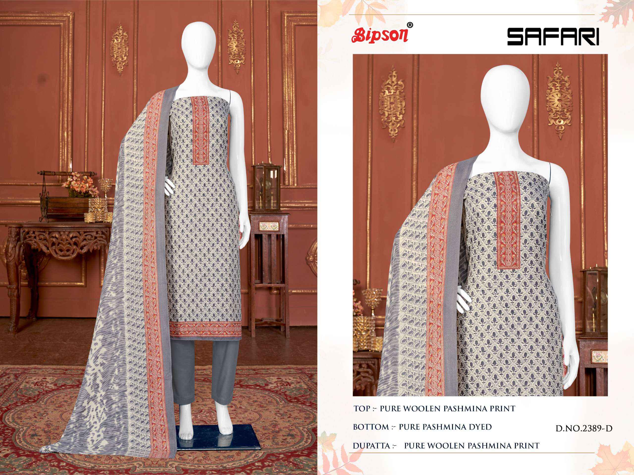 Bipson Safari 2389 Pashmina Dress Material 4 pcs Catalogue