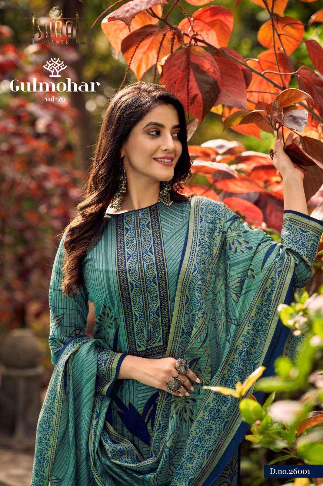 Ishaal Prints Gulmohar Vol 26 Lawn Cotton Dress Material 10 pcs Catalogue