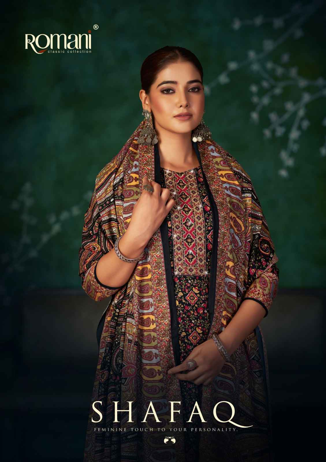 Romani Shafaq Pashmina Dress Material 8 pcs Catalogue