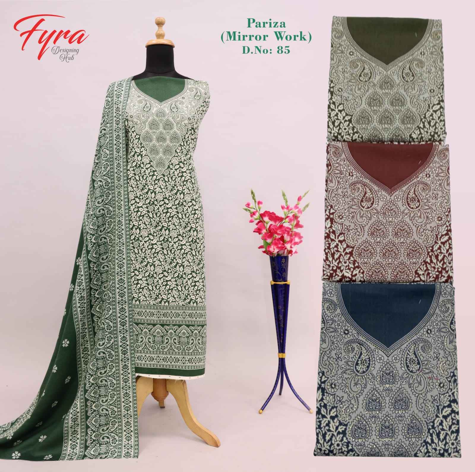Fyra Designing Hub Pariza Pashmina Dress Material 4 pcs Catalogue