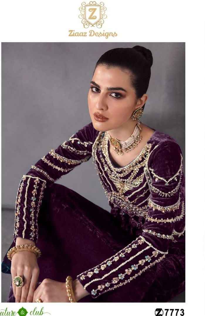 Ziaaz Designs D.NO 370 Velvet Dress Material 4 pcs Catalogue