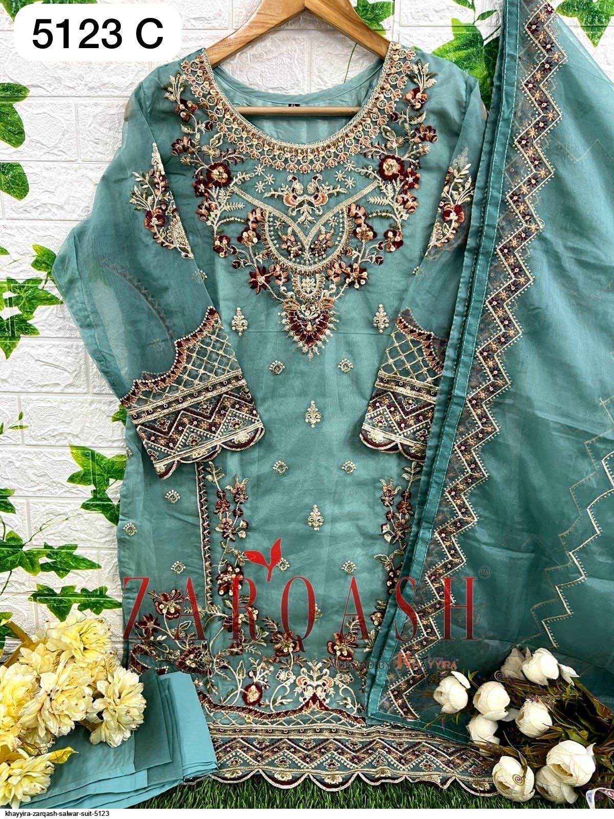 Zarqash Z 5123 Readymade Organza Dress 4 pcs Catalogue