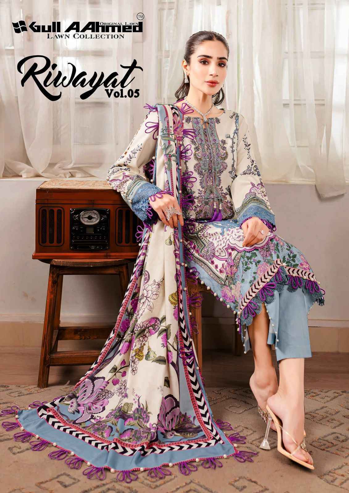 Gull Ahmed Lawn Collection Riwayat Vol 5 Dress Material 6 Pc Catalouge