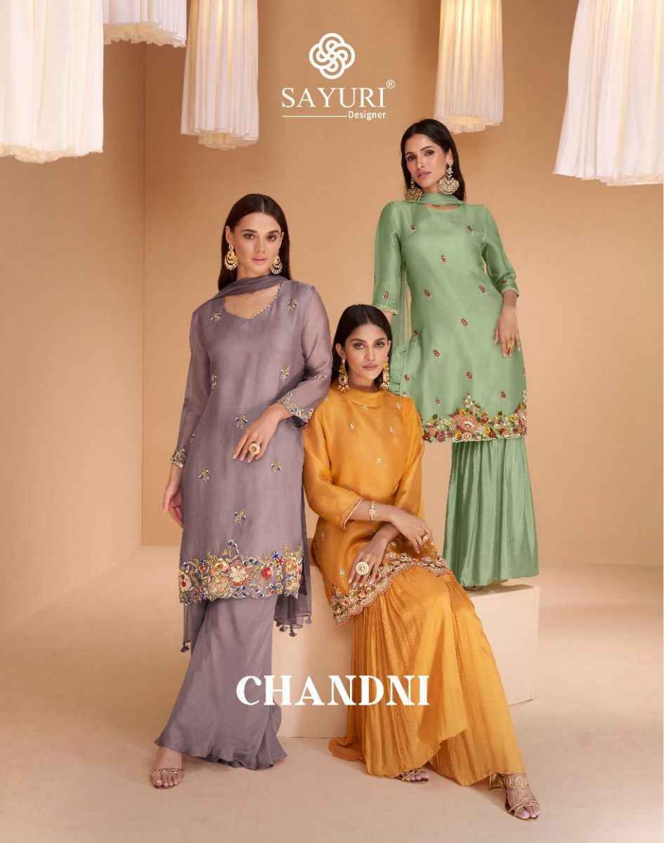 Sayuri Designer Chandni Readymade Organza Silk Dress Online Wholesale Suits