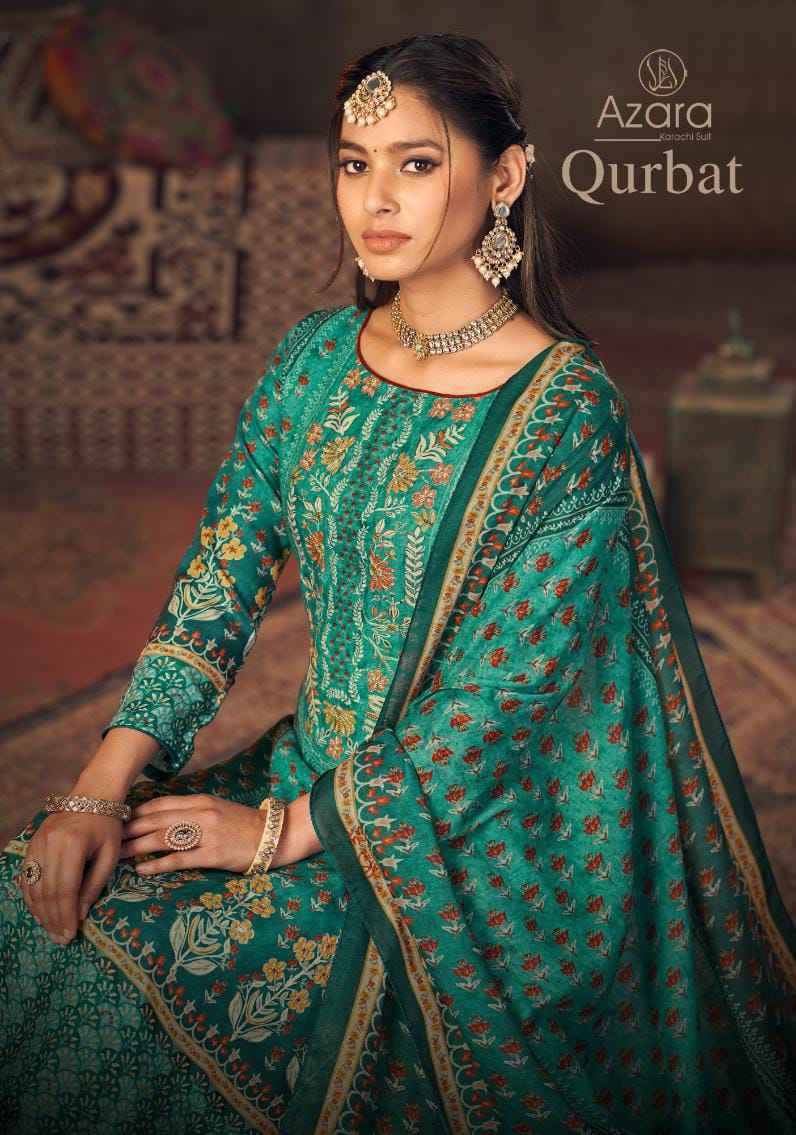 Azara Qurbat Zam Cotton Dress Material 5 pc Cataloge