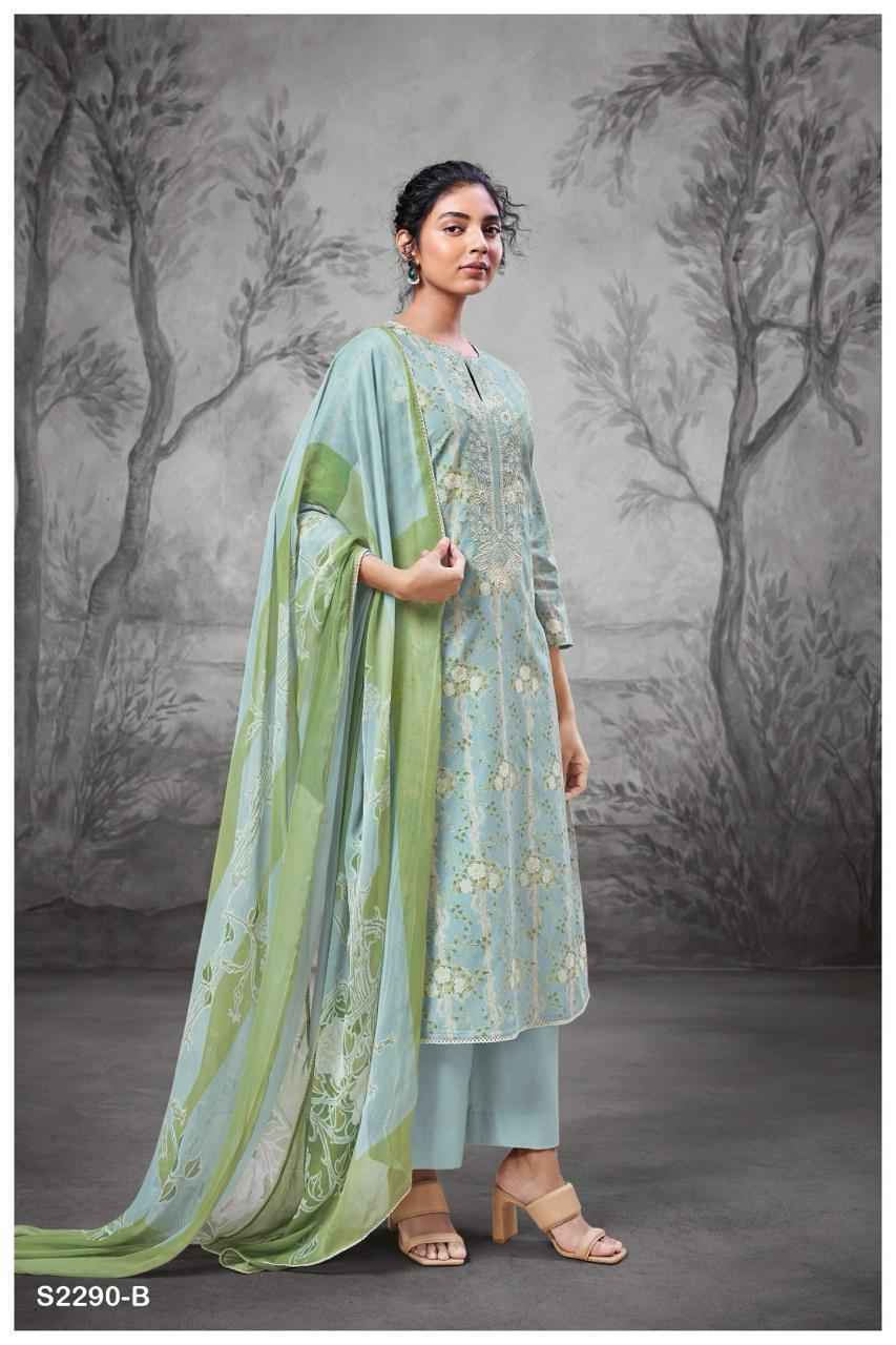 Ganga Eesha Premium Cotton Printed Dress Material 4 Pc Catalog