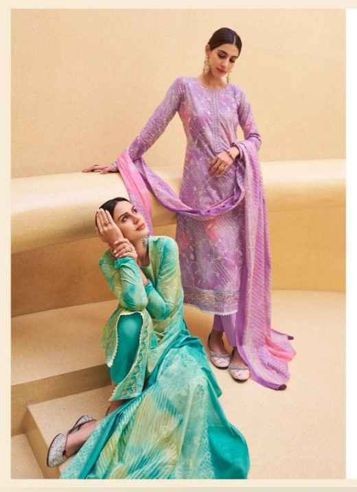 Kesar Karachi Summer Bloom Pure Cambric Lawn Dress Material 6 Pc Catalog