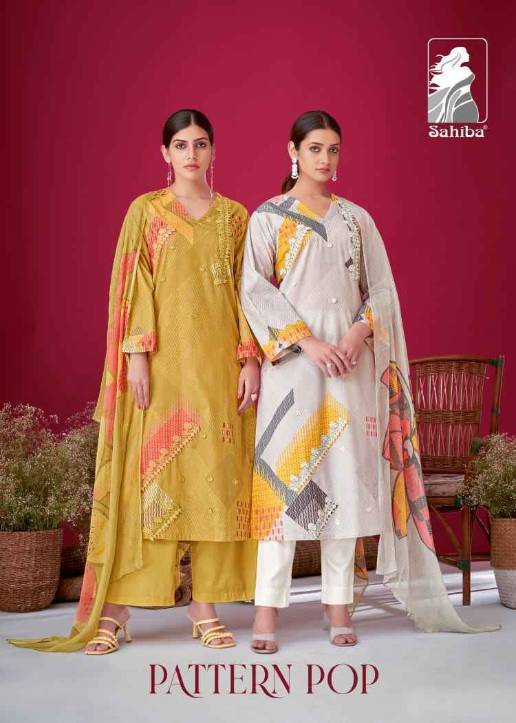 Sahiba Pattern Pop Moscos Cotton Dress Material Online Ladies Suits Store