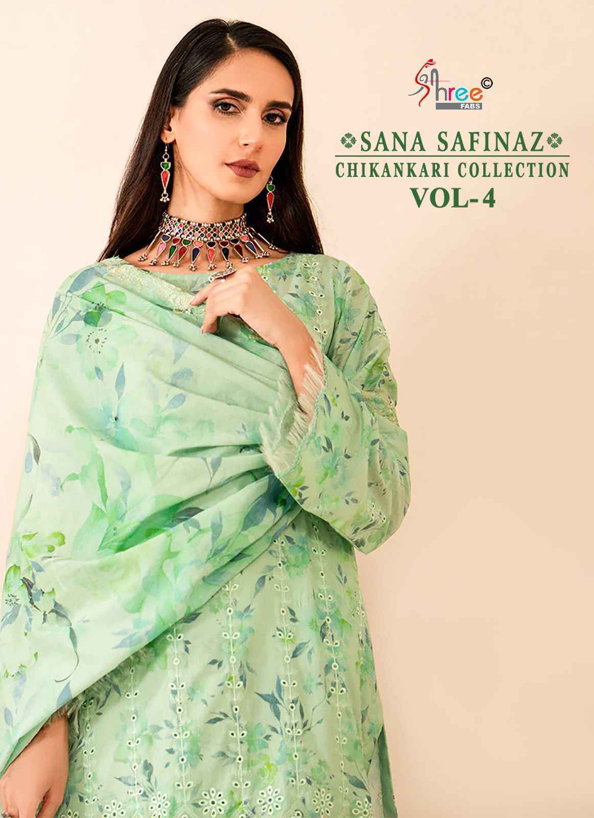 Shree Fabs Sana Safinaz Chikankari Collection Vol-4 Cotton Dress Material 6 pcs Catalogue