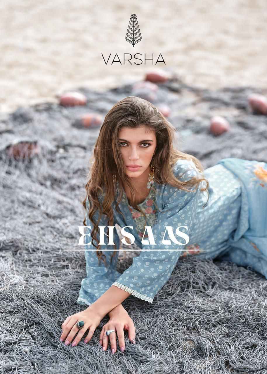 Varsha Ehsaas Viscose Muslin Dress Material 4 Pc Cataloge