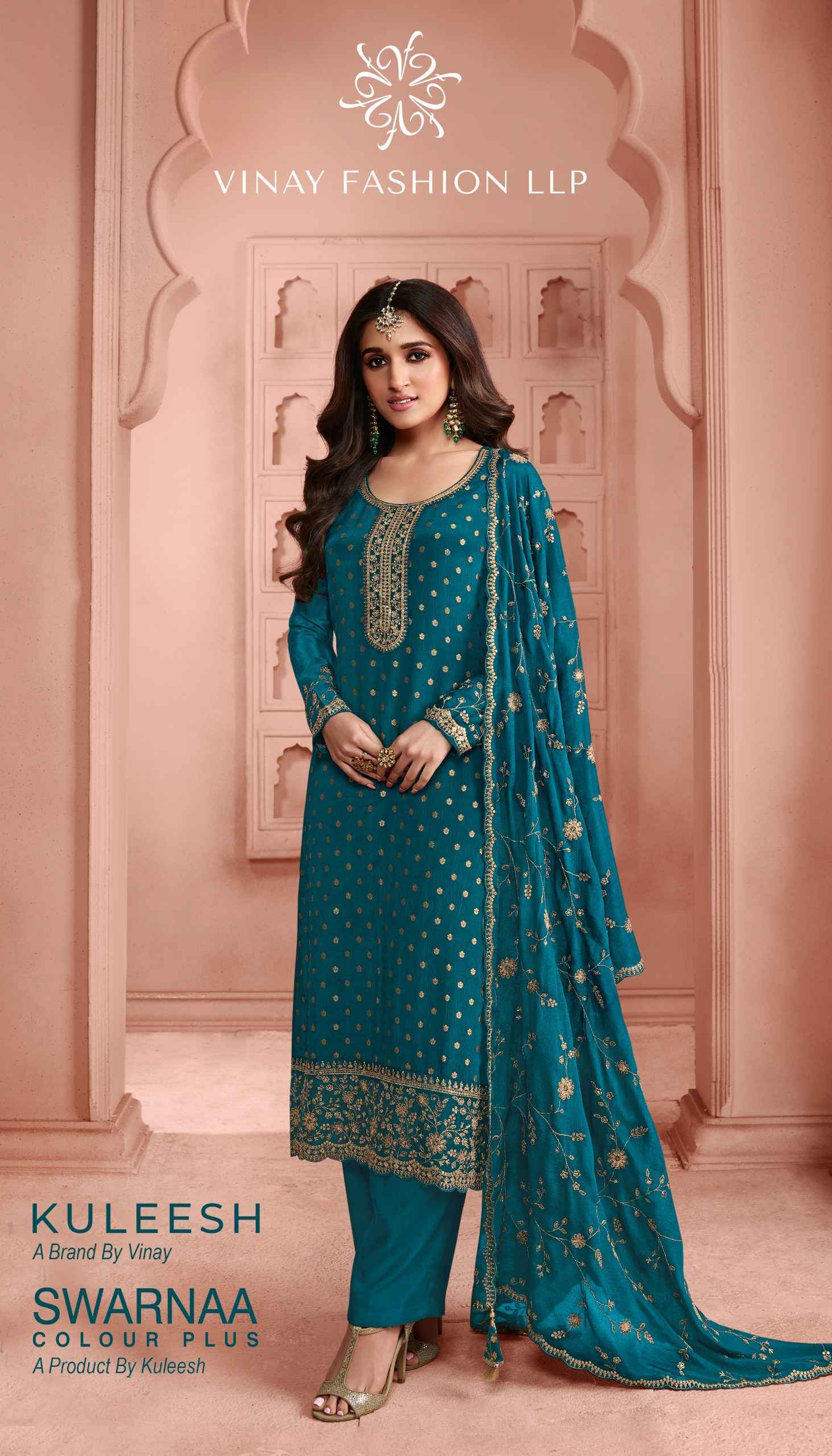 Vinay Kuleesh Swarnaa Colour Plus Dress Material 6 Pc Catalog
