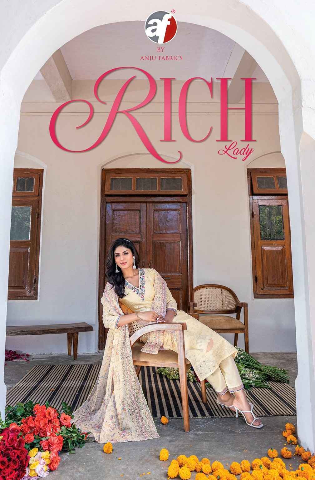 Anju Fabric Rich Lady Readymade Cotton Dress 6 Pc Catalog