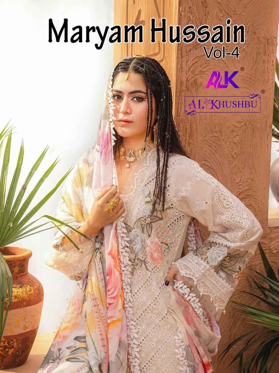 AL Khushbu Maryam Hussain Vol 4 Cambric Cotton Dress Material 3 pcs Catalogue