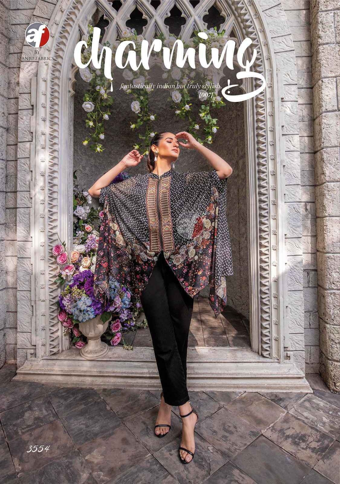 Anju Fabric Cape Style Viscose Printed Top With Bottom 5 Pc Catalogue 