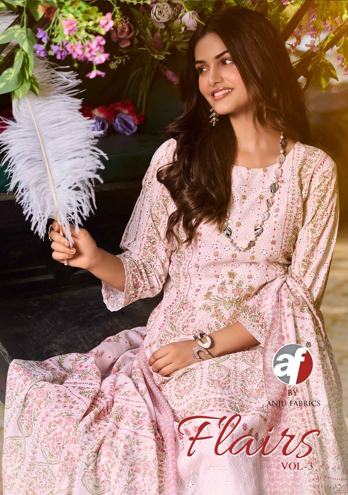 Anju Fabric Flairs Vol-3 Readymade Schiffli Cotton Dress 5 pcs Catalogue