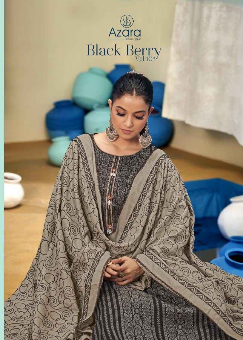 Azara Black Berry Vol-10 Blossom Cotton Dress Material 4 pcs Catalogue