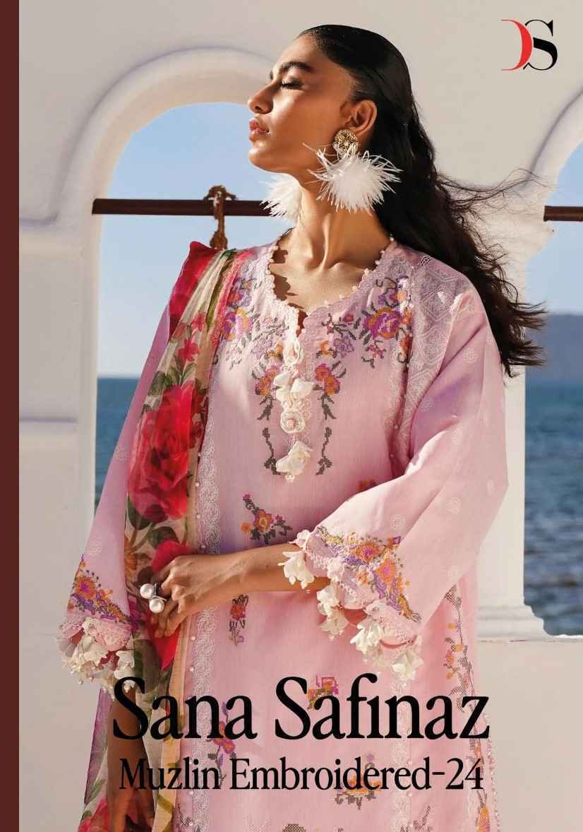Deepsy Sana Safinaz Muzlin Embroidered Vol-24 Cotton Dress Material 6 pcs Catalogue