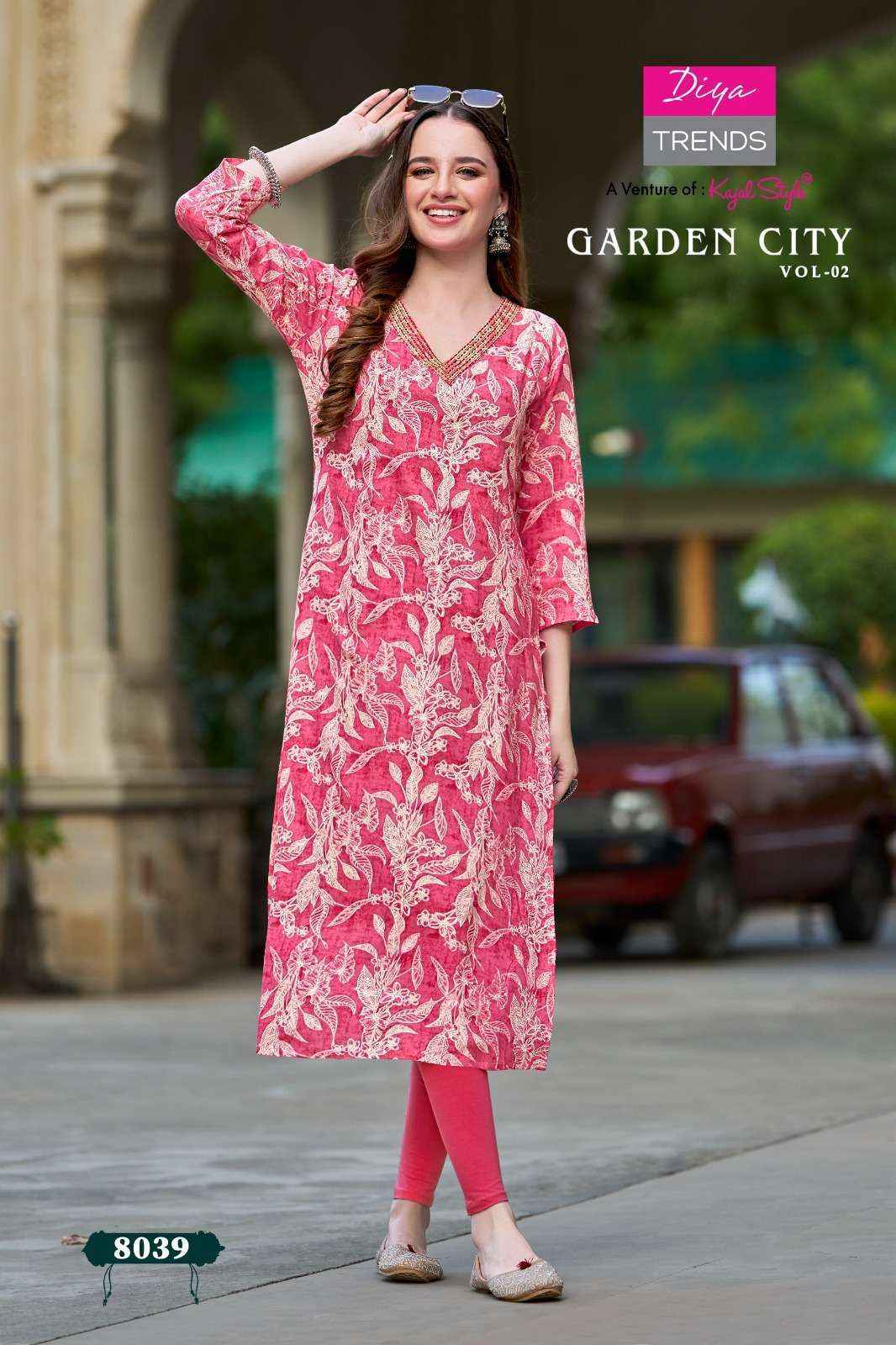Diya Trends Garden City Vol 2 Rayon Kurti 20 pcs Catalogue