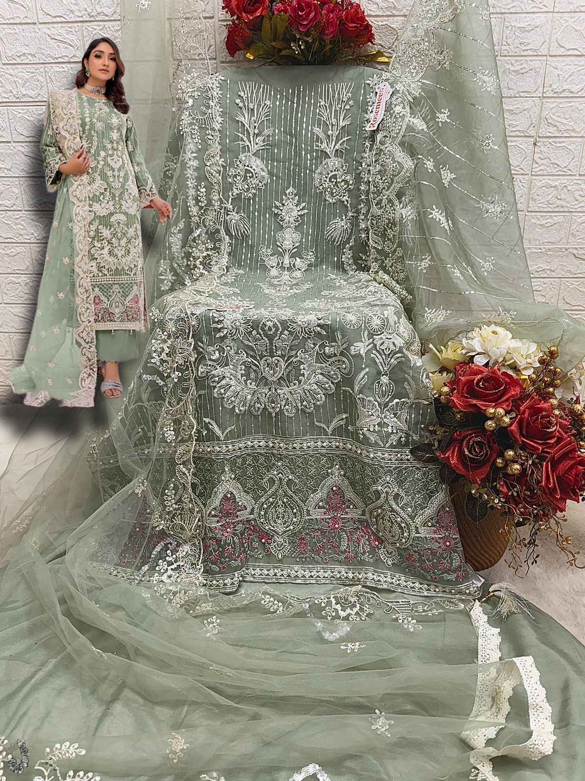 Fepic Rosemeen C-1761 Organza Dress Material 3 Pc Catalog