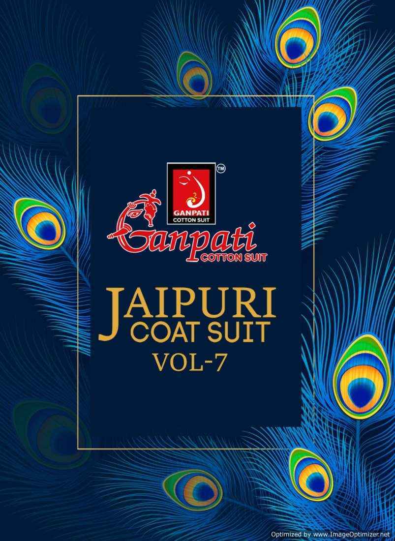 Ganpati Jaipuri Coat Suit Vol-7 Cotton Cord Set 15 pcs Catalogue