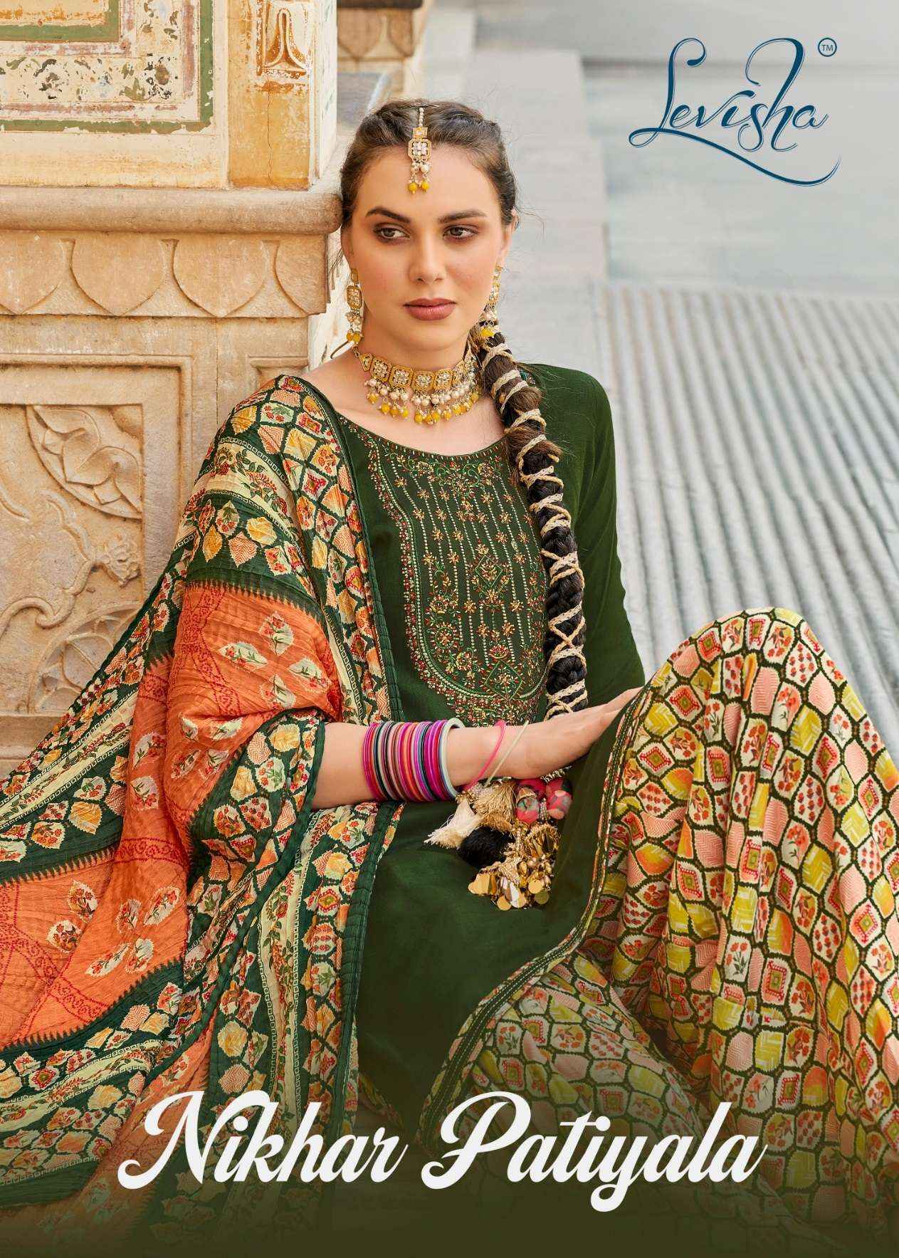 Levisha Nikhar Patiyala Viscose Dress Material 6 pcs Catalogue