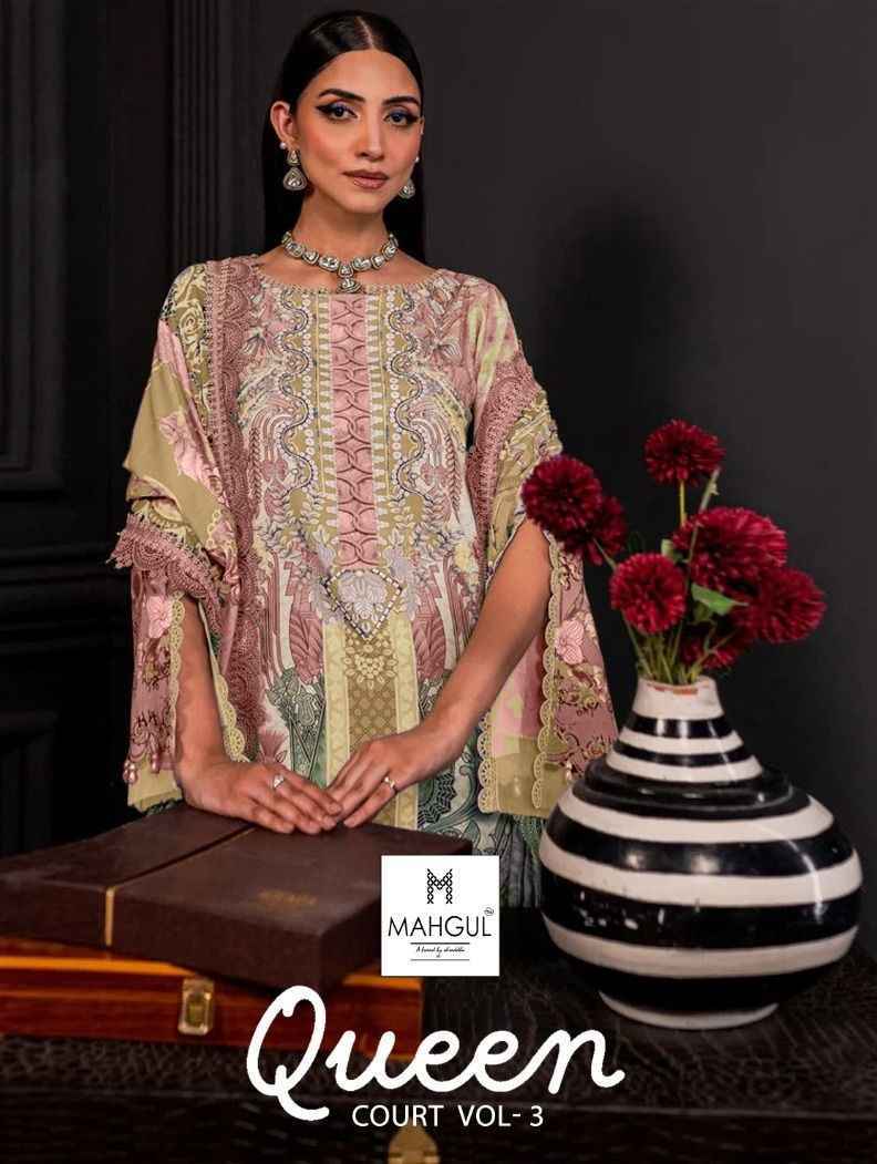 Mahgul Queen Court Vol-3 Lawn Cotton Dress Material 4 Pc Catalog