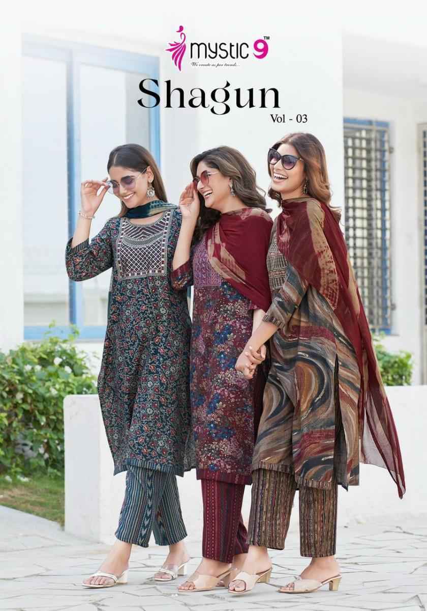 Mystic 9 Shagun Vol-3 Readymad Rayon Dress 8 pcs Catalogue