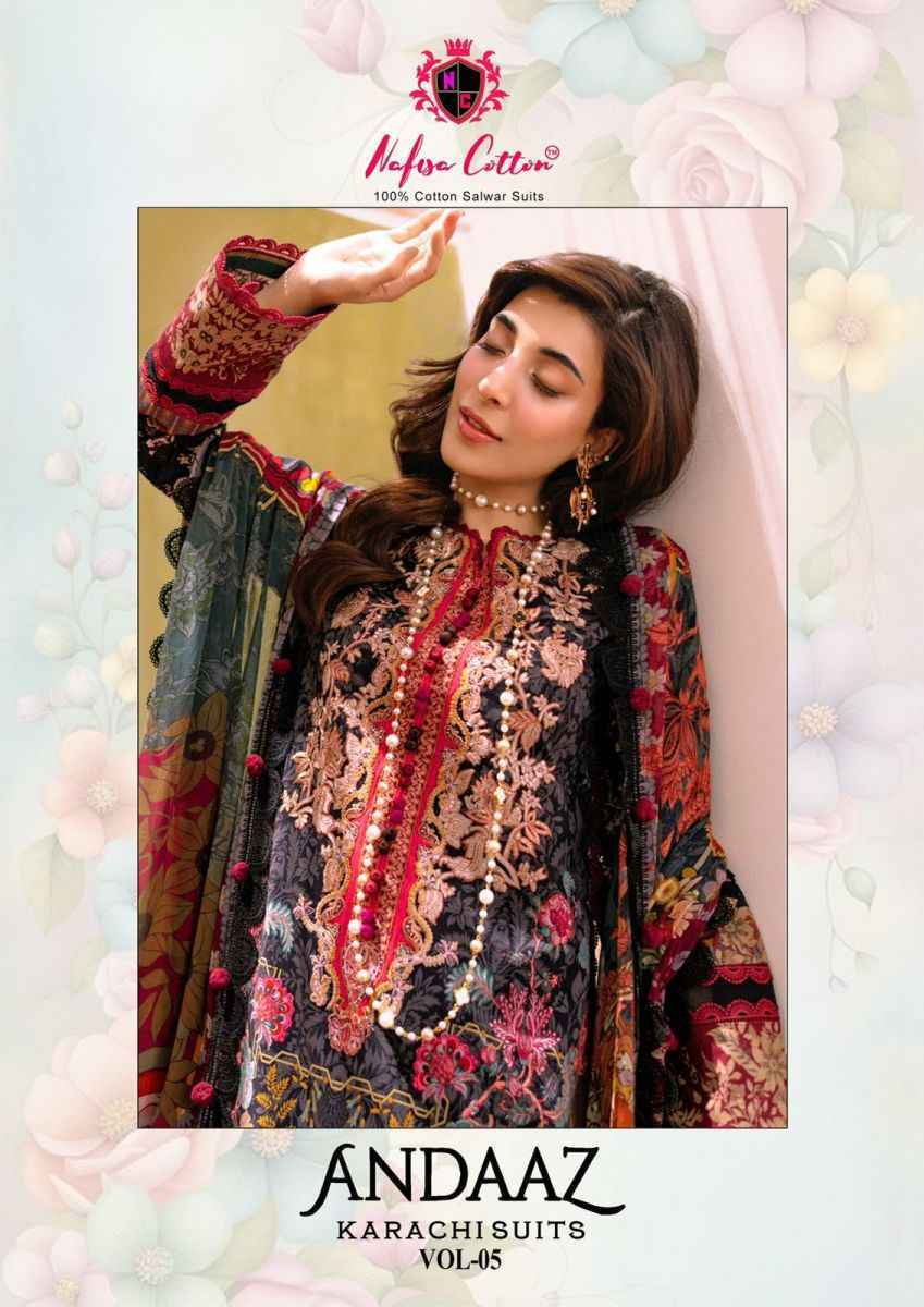 Nafisa Cotton Andaaz Karachi Suit Vol-5 Cotton Dress Material 6 Pc Catalog