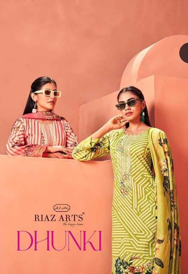 Riaz Arts Dhunki Karachi Lawn Dress Material 6 Pc Catalouge