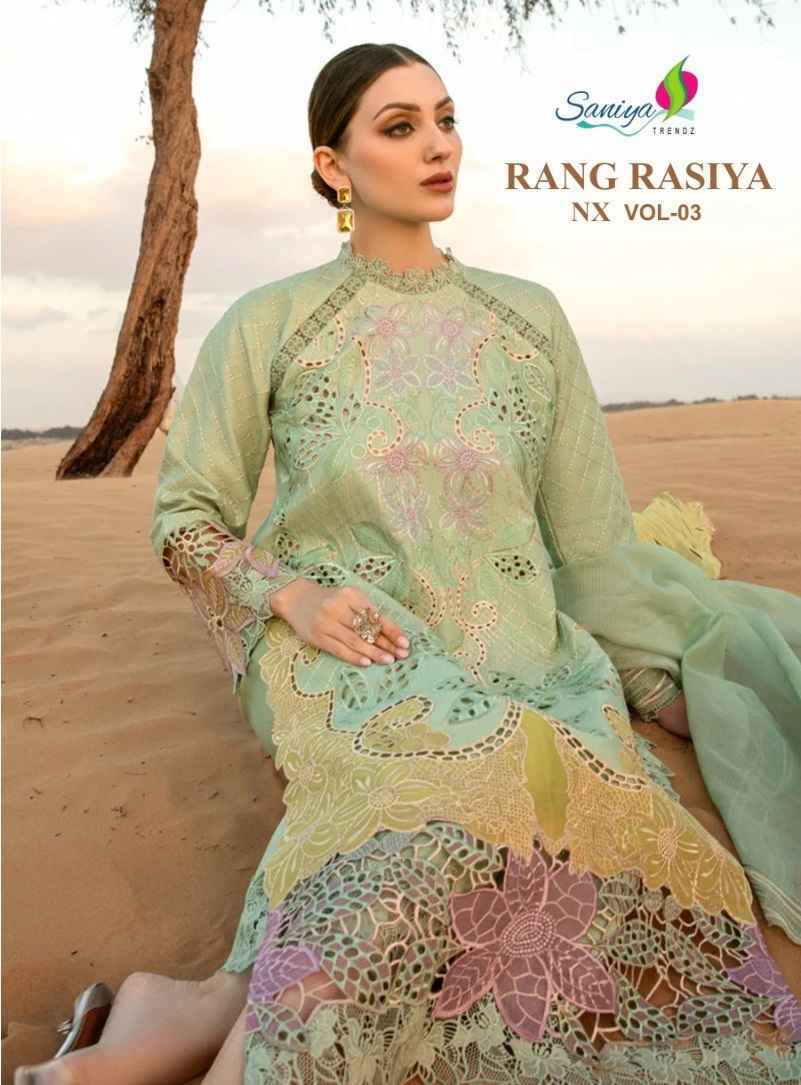Saniya Trendz Rang Rasiya Nx Vol 3 Cotton Dress Material 3 pcs Catalogue