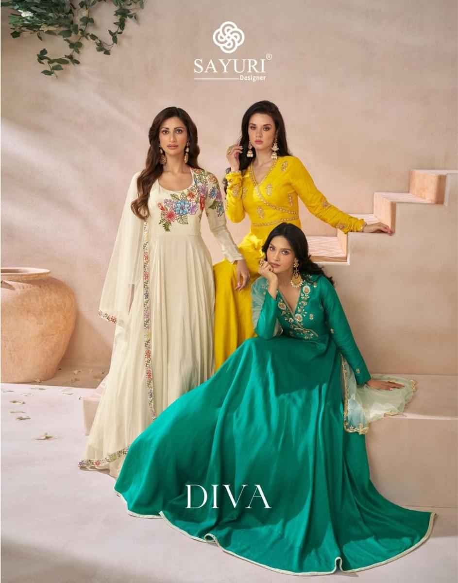 Sayuri Designer Diva Readymade Silk Dress 3 pcs Catalogue