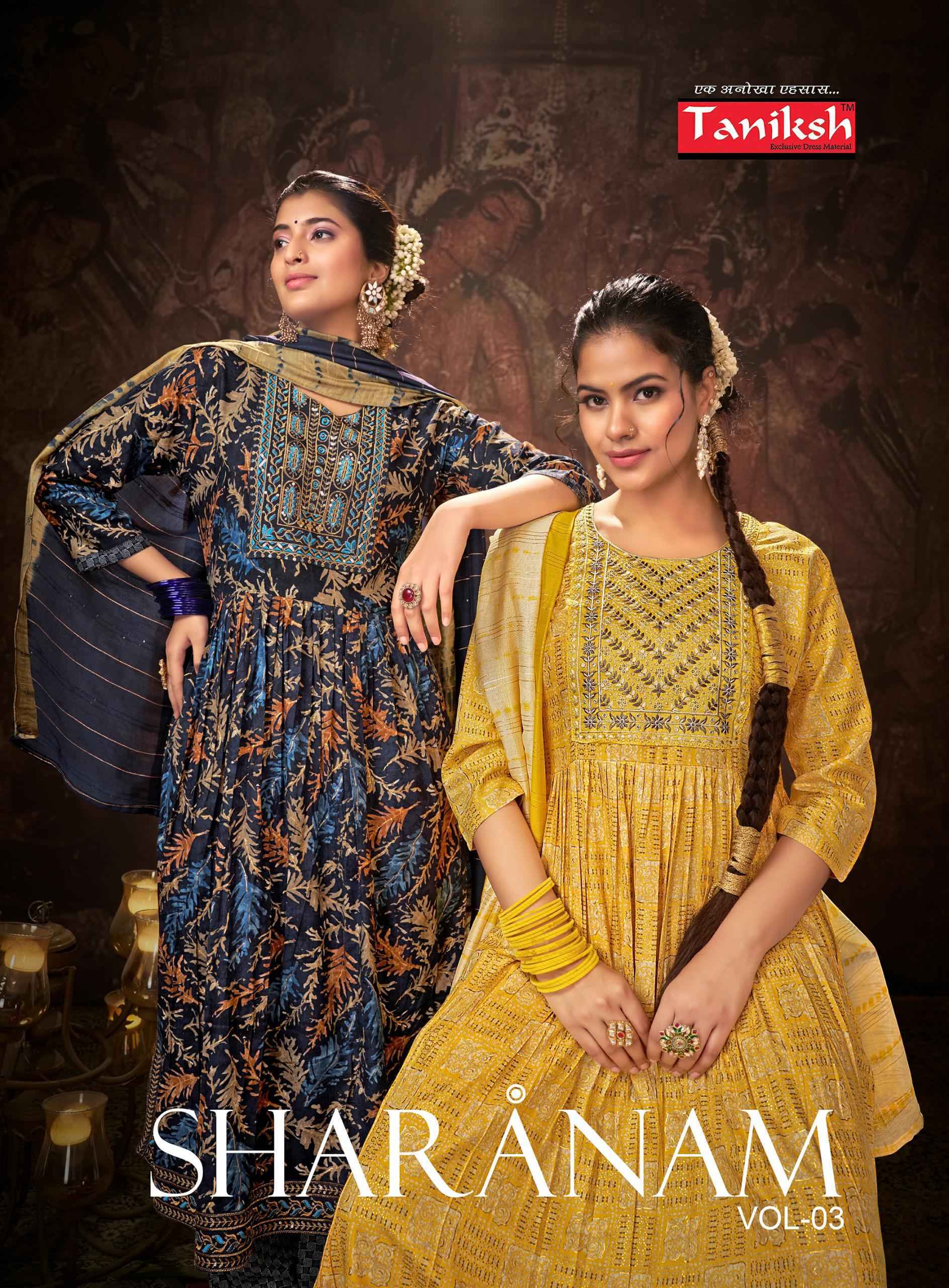 Taniksh Sharnam Vol-3 Readymade Rayon Dress 8 pcs Catalogue