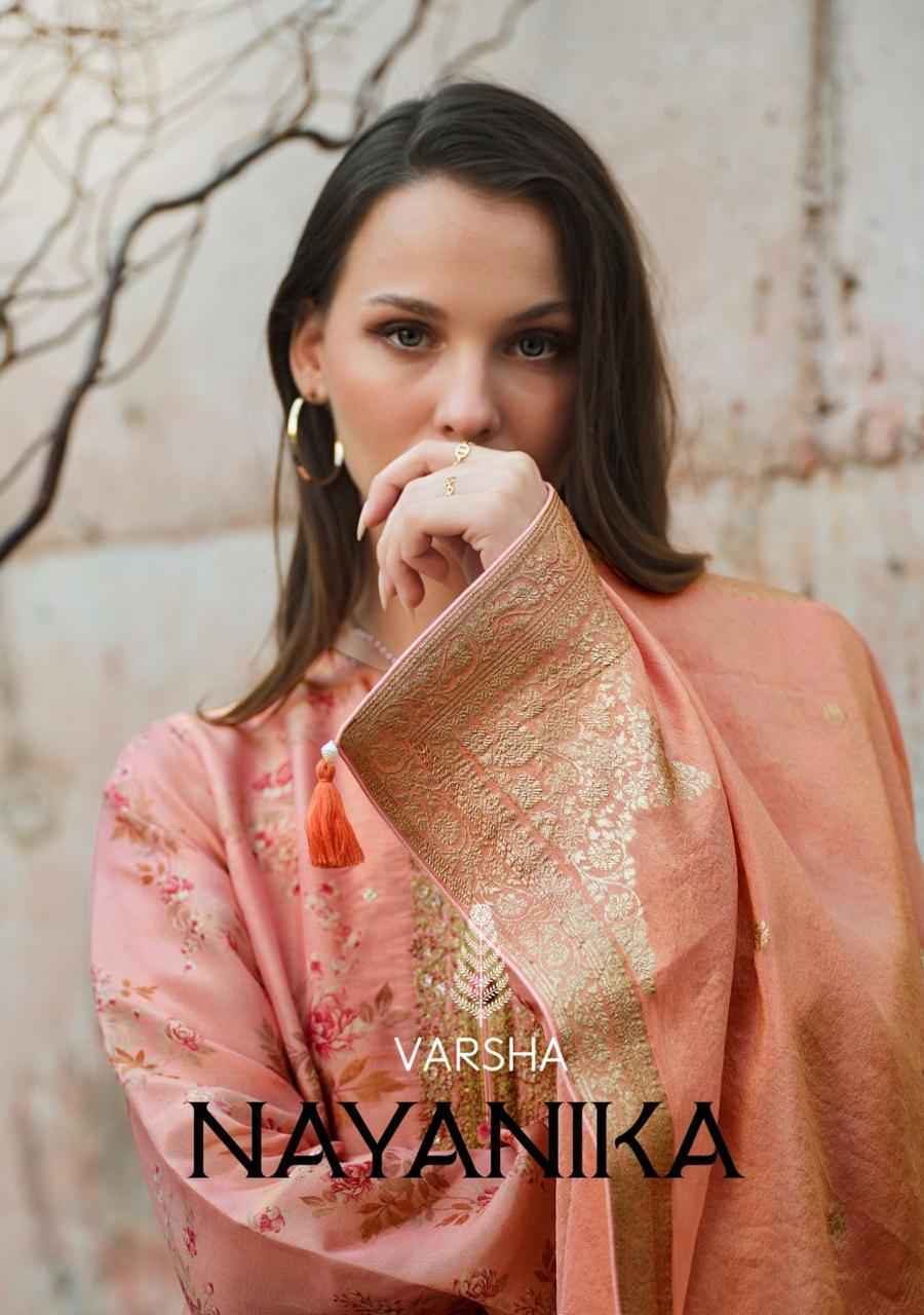 Varsha Nayanika Viscose Shimmer Tissue Print Dress Material 4 Pc Catalog