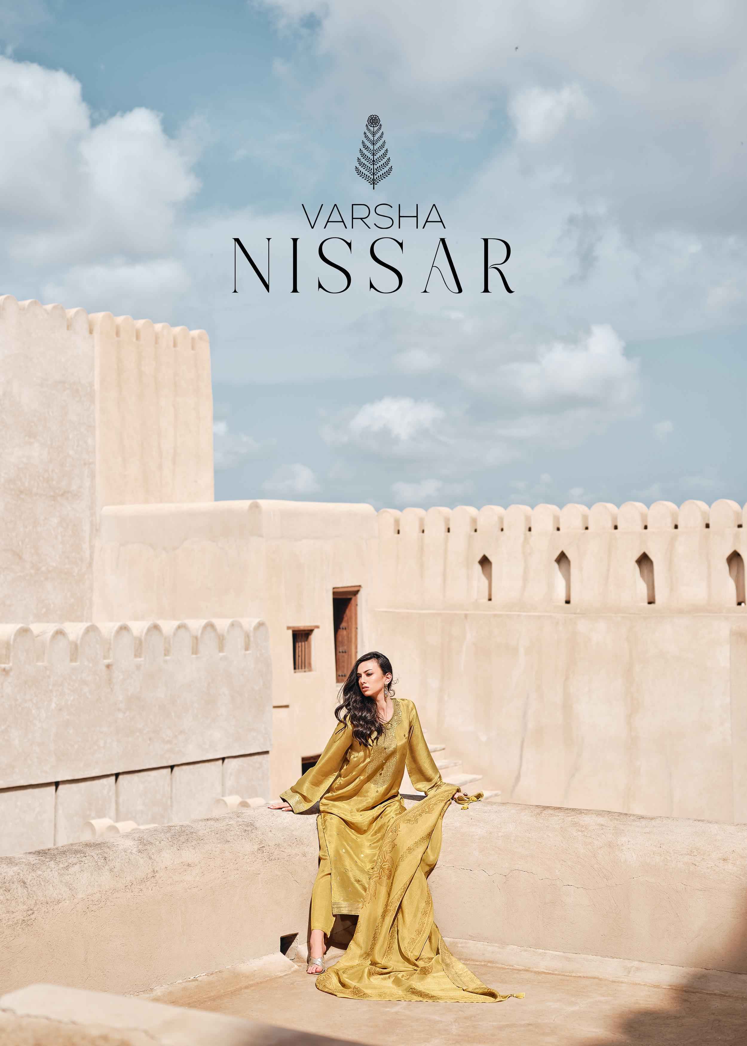 Varsha Nissar Viscose Shimmer Tissue Woven Dress Material 5 Pc Catalog