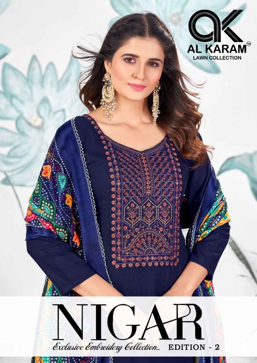 Al Karam Nigar Vol 2 Rayon Dress Material 6 pcs Catalogue
