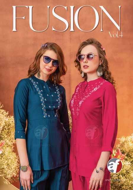 Anju Fabrics Fusion Vol 4 Viscose Kurti With Bottom 6 pcs Catalogue