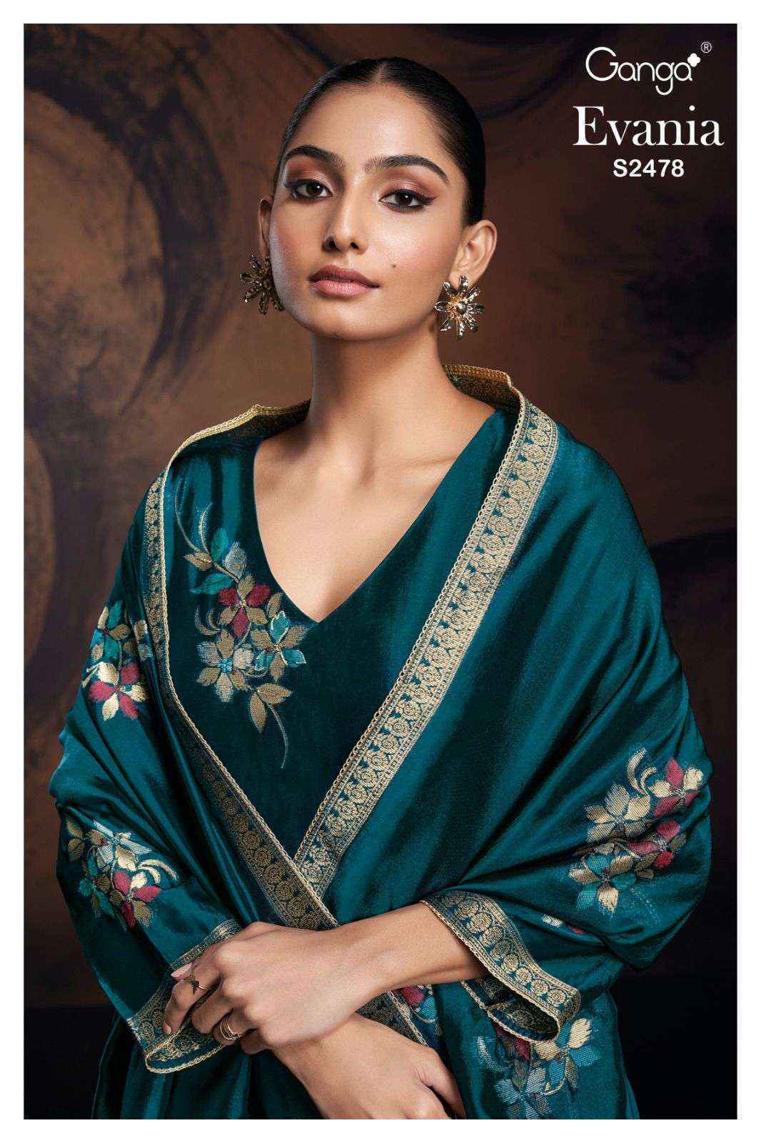 Ganga Evania 2478 Jacquard Silk Dress Material 6 Pc Catalog