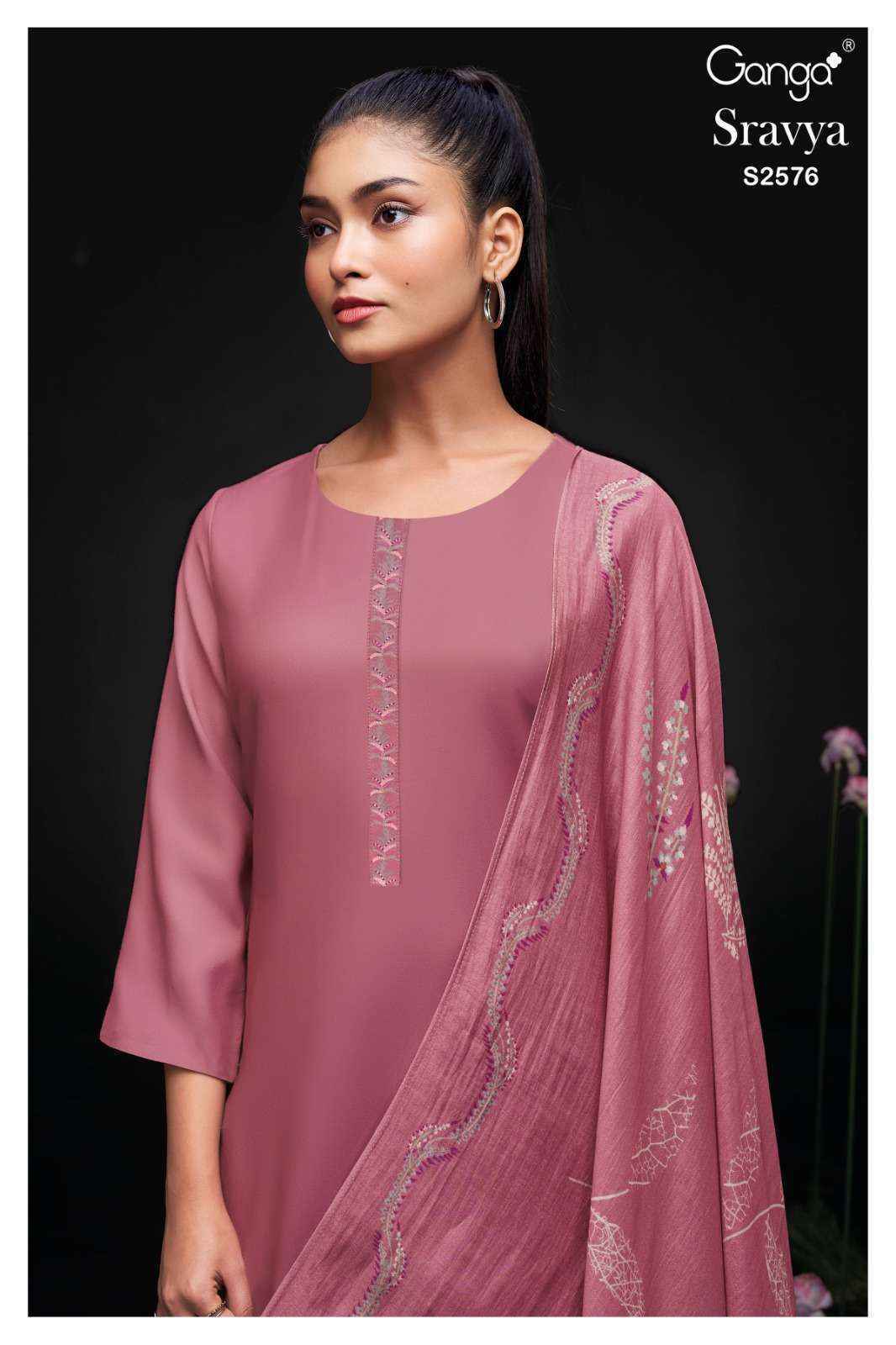 Ganga Sravya 2576 Cotton Silk Dress Material 4 pcs catalog 