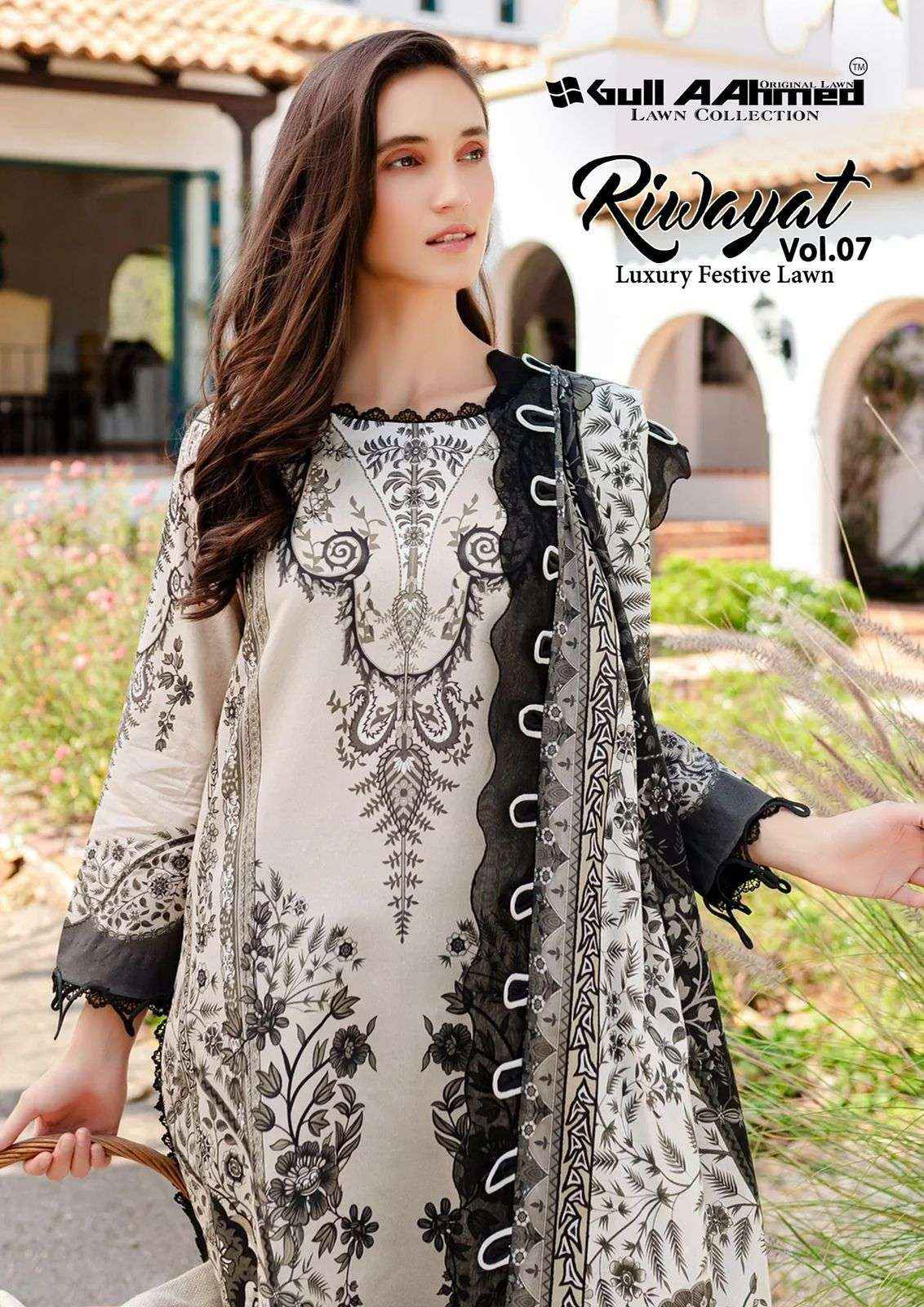 Gull Aahmed Riwayat Vol 7 Lawn Cotton Dress Material 6 pcs Catalogue